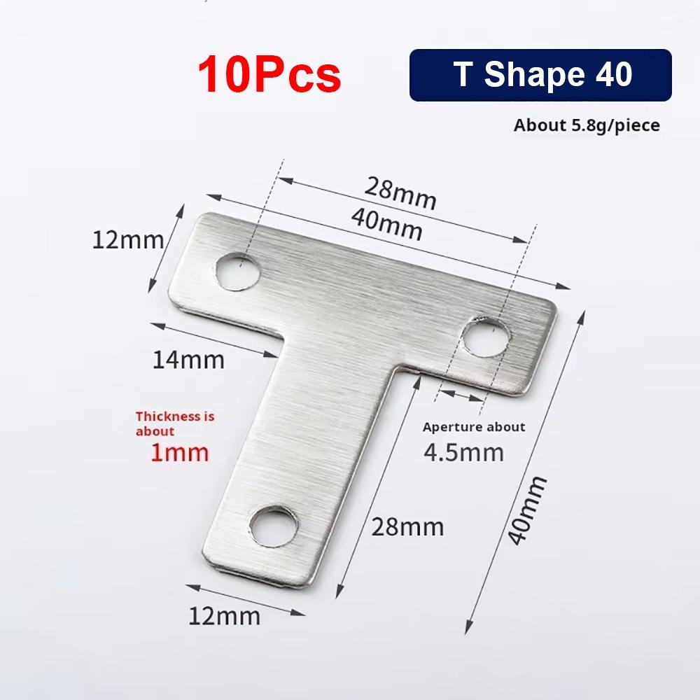 10Pcs 90° Right Angle Angle Bracket Flat Fastener Corner Bracket  Hardware Accessory