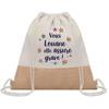 Sac cabas - PLANETEE - toile et jute Louane « elle assure grave ! » - Jute naturel - Grande contenance - Anses solides