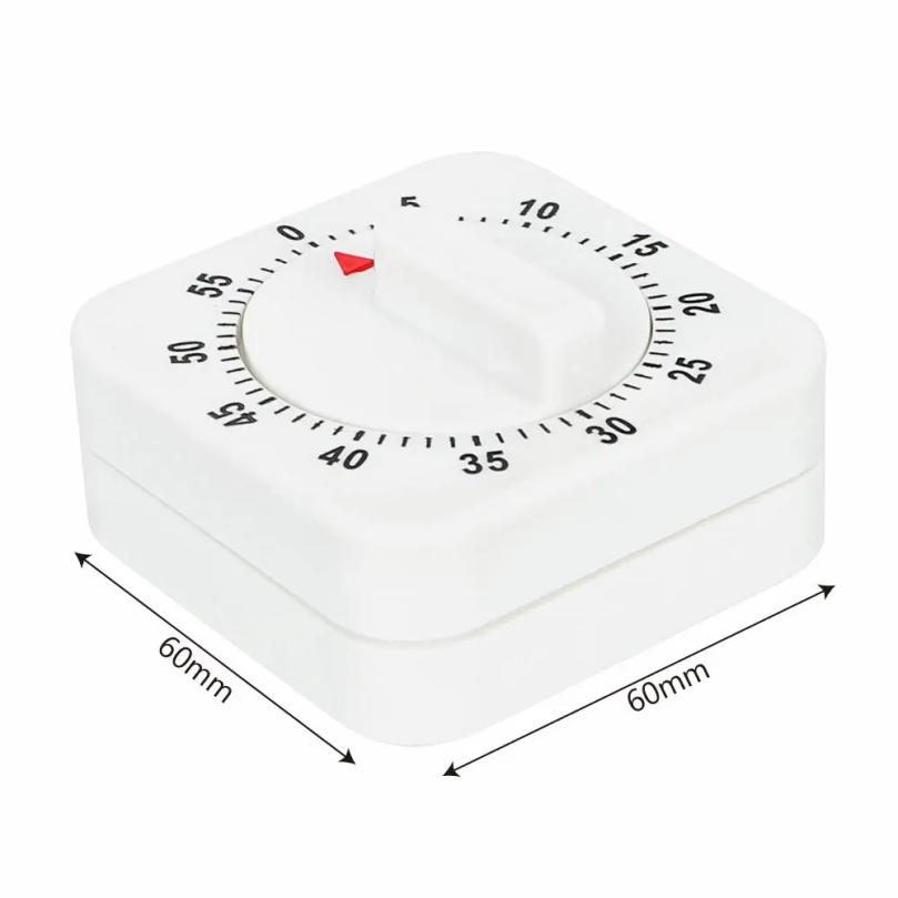 60 Minutes Kitchen Timer Countdown Alarm Reminder Cooking Tools Mechanical Timer White Square