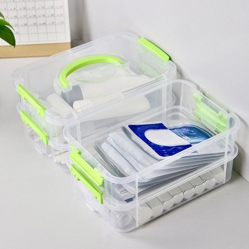 Cosmetic Storage Case 4 Layers Storage Box Plastic Transparent Stacking Container  Doll Storage