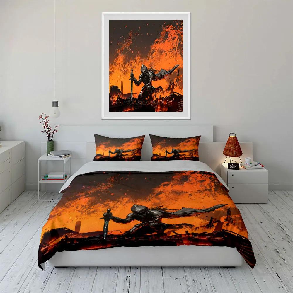 "Medieval Knight Battle Decor Set" Soft Comfortable Duvet Cover Bedding Set Included 1*Duvet Cover & 2*Pillowcases gift