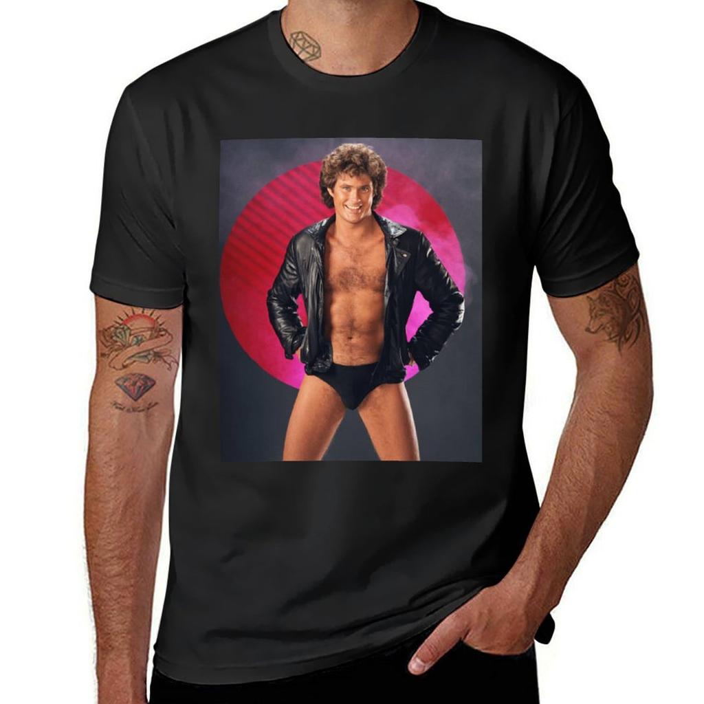 David Hasselhoff Vintage Tshirt Summer Clothes Quickdrying Funnys Plain Mens Clothing