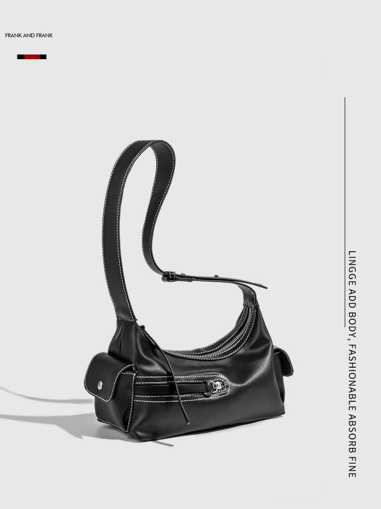 2025 Single Shoulder Retro Textured Handheld Bag for Women - Cool Spicy Girl Motorcycle Design