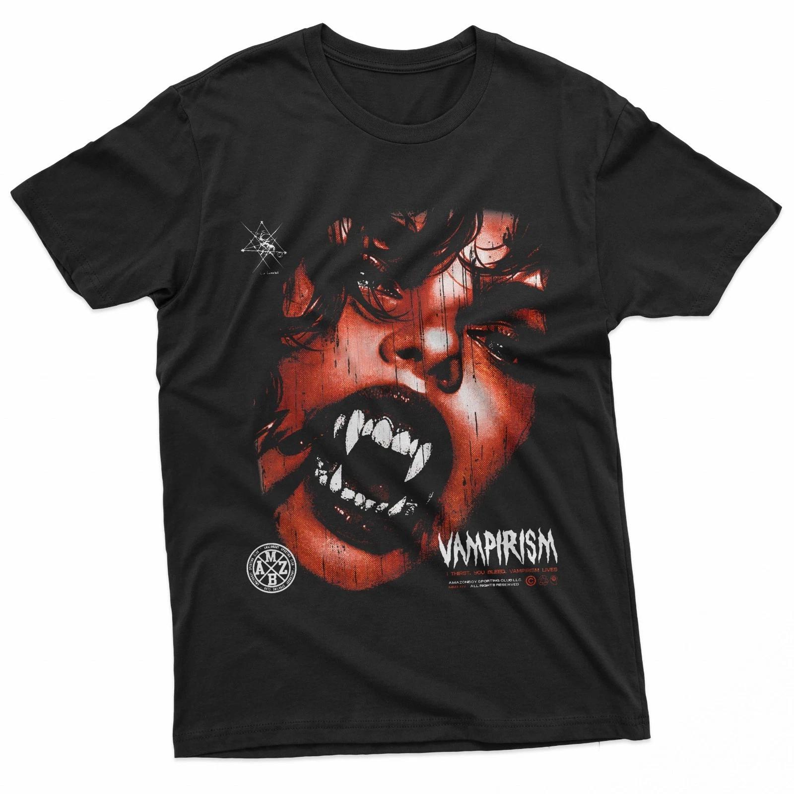 Dark Gothic Black And Red Vampire Emo Y2K Grunge Streetwear T-Shirt New Spring/Summer Arrivals Regular Fit Casual Men S