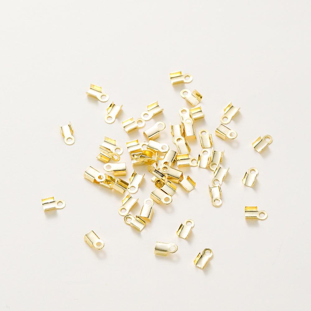 14k/18k Gold-Plated Leather Cord Clip: Real Gold, Copper Retention, DIY Jewelry Buckle Crimp Bead End Cap