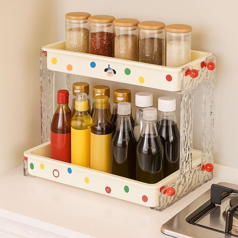 Detachable Spice Rack High-capacity Standing Seasoning Rack 2-layer Storage Rack  Kitchen
