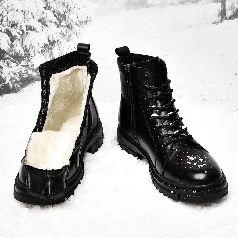 Роскошные ботинки мужские зимние ботинки черные натуральная кожа ботинки мужская обувь — фото 3