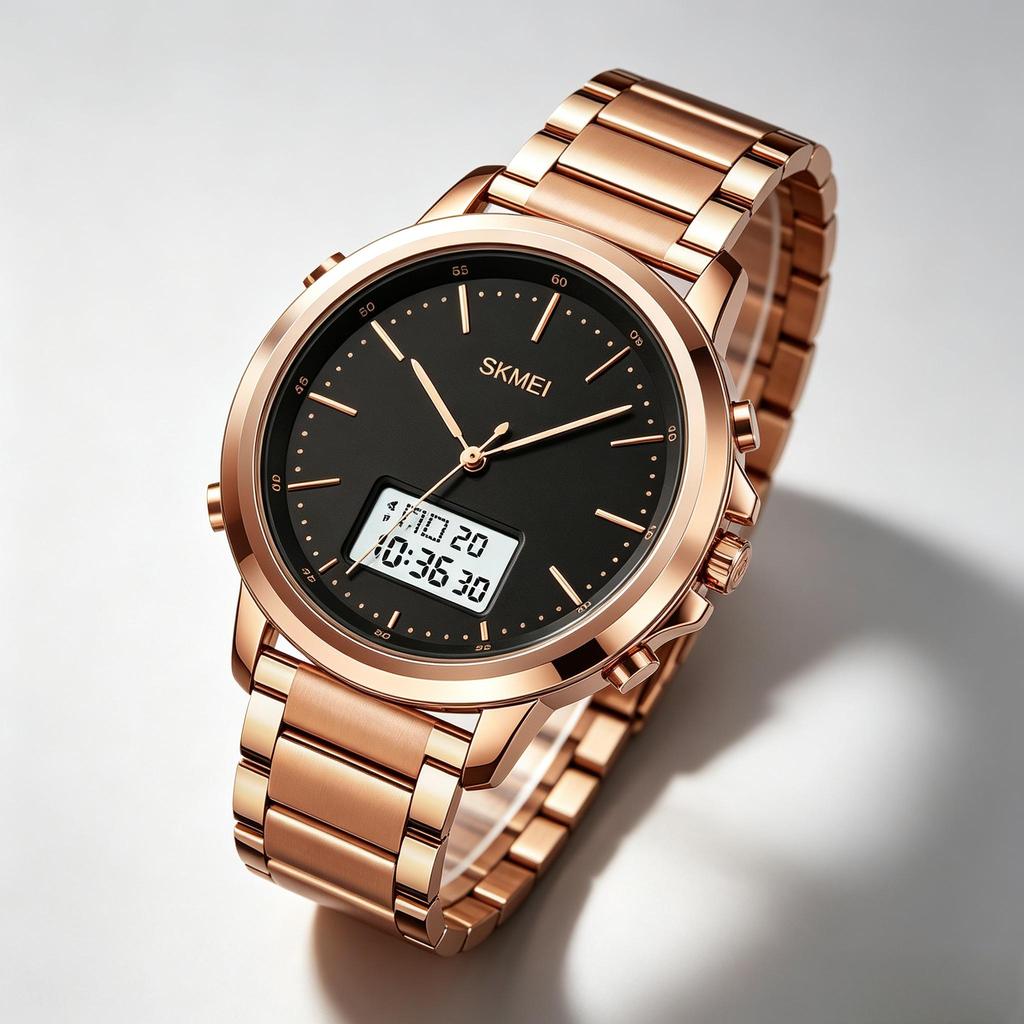 Men's Watch SKMEI Leather Strap 50M Waterproof LED Backlight 1652