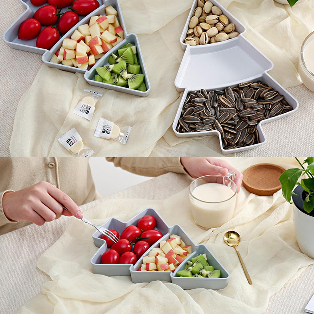Christmas Tree Shaped Candy Snacks Tray Melon Forseeds Nut Bowl Durable Plastic Household Snack Tray