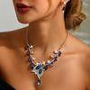 Palace Style Necklace, Earring Set, Flower and Leaf Design, Wedding Banquet, Date Party, Versatile and Stylish for Women