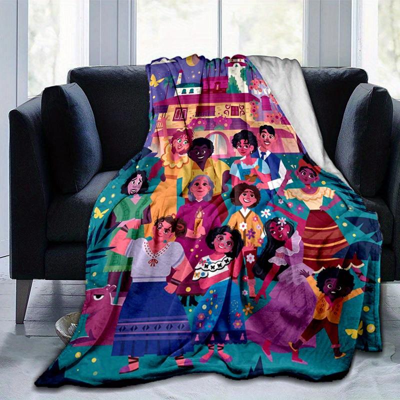 1pc. Cartoon Family Scene Throw Blanket, Colorful Illustration Home Decorative Blanket for All Seasons, Perfect Gift for Family and Friends