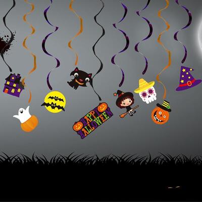 9 kusů Halloweenských závěsných spirálových dekorací Party dekorace Sváteční dárky pro přátele Spirály pro