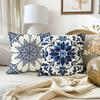Ethnic Style Blue Floral Pattern Printing Pillowcase Living Room Sofa Chair Cushion Cover Bedroom Room Home Decoration