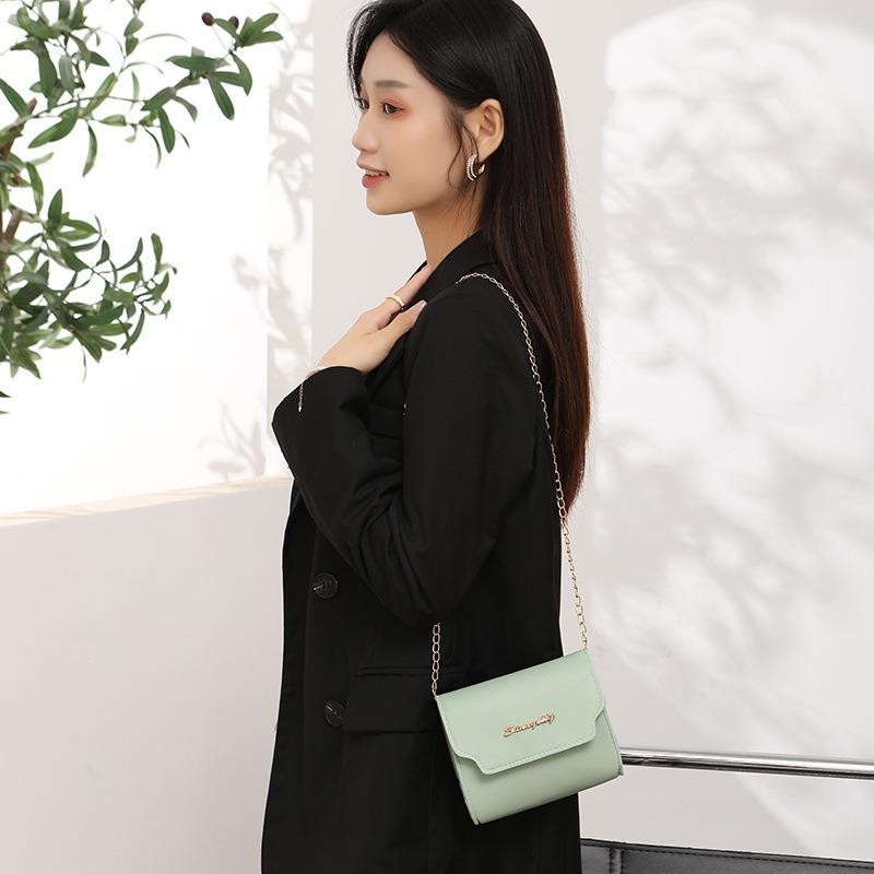 Women's bag new fashionable simple solid color chain shoulder small square bag small fresh messenger bag