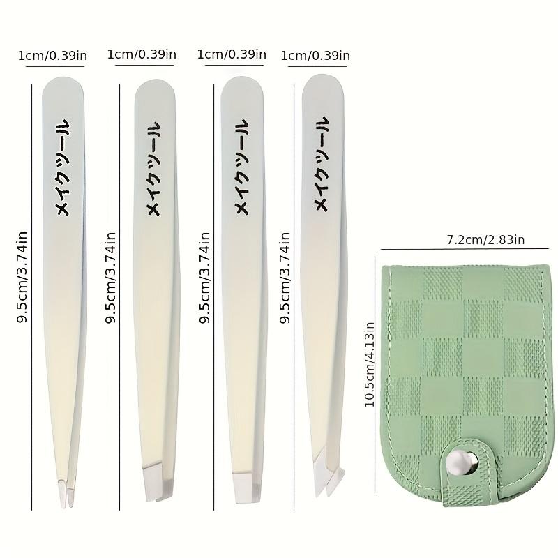 Xiaomi 4pcs Stainless Steel Gradient Color Tweezers Set - Precision Curved Eyebrow, Beard, and Mustache Hair Removal - Comfort Grip, An