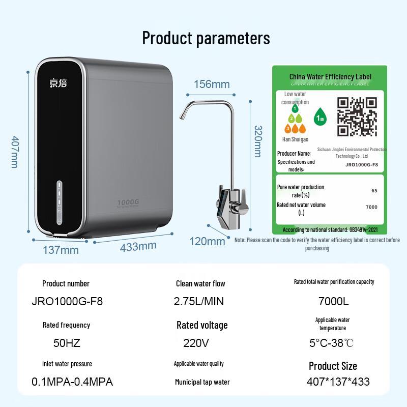 Jingbei F8 Dual Mother & Baby Certified 1000GPD RO Water Purifier