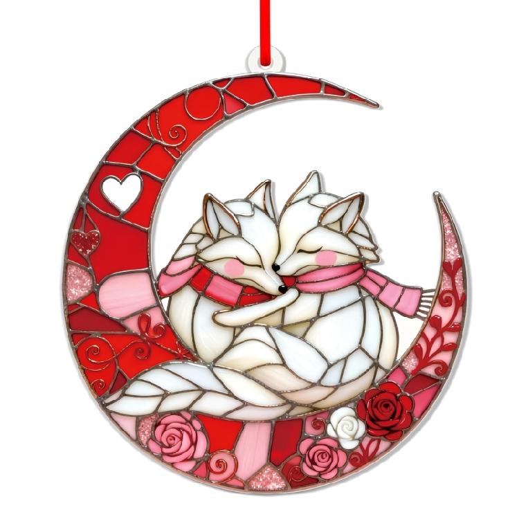 

Artistic Foxes And Moon Acrylic Decors Romance Gift Unique Wall Hanging Enchanting Room Decors For Loves 1