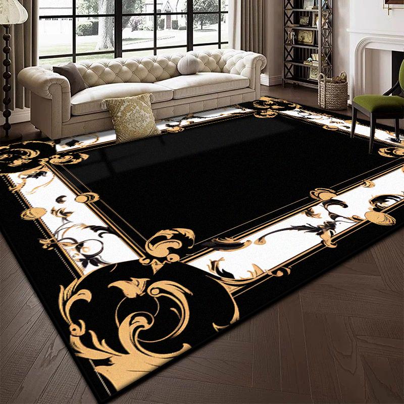 Luxury Black Marble Carpet for Living Room Bedroom Decoration Sofa Large Area Rug Cloakroom Office Fluffy Plush Customizable Mat