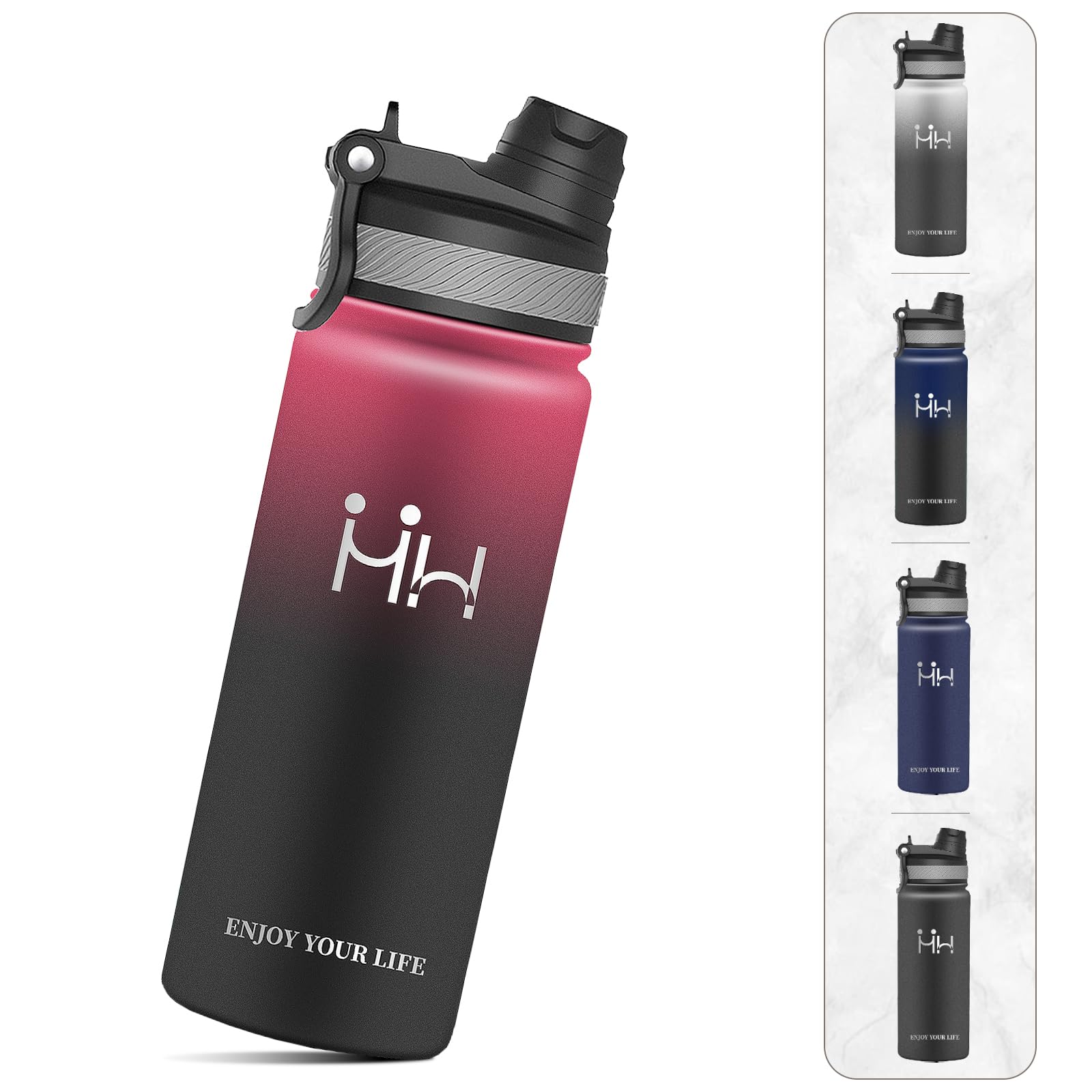 

BOONSHAK Water Bottle, 500ml, Insulated, Carbonated, Sports Drink Compatible, Direct Drink, Stainless Steel, Wide Mouth, BPA-Free, Leak-Proof,