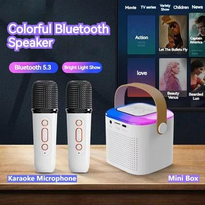 Y1 Wireless Dual Microphones Karaoke Machine KTV DSP System Bluetooth 5.3 PA Speaker HIFI Stereo Surround RGB Colorful LED Light