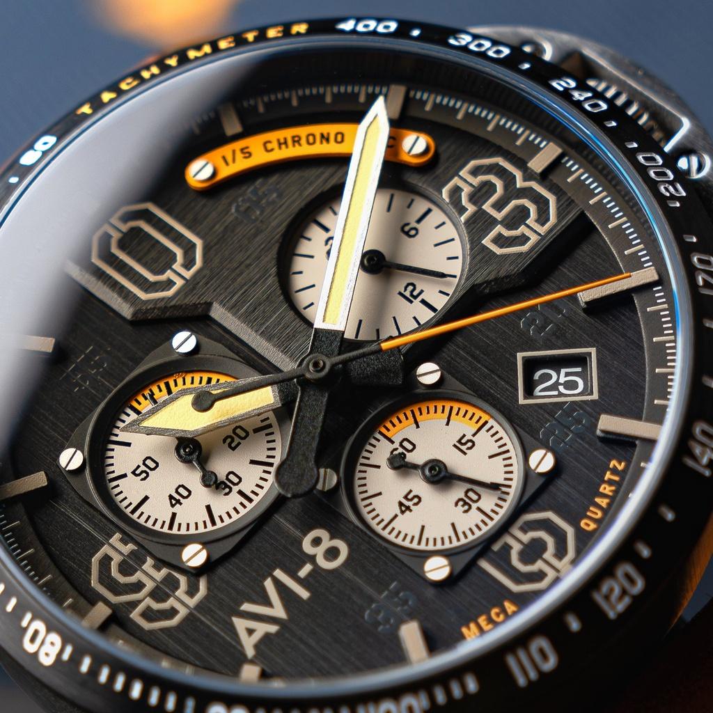 AVI-8 Pánské hodinky P-51 Mustang Blakeslee Chronograph Imperial War Museums Edition Lambeth Black Dial Quartz AV-4077-07