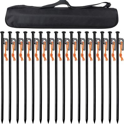 Set of 16 30cm Pegs Steel Solid 10mm Setup Tools Forged Tent Pegs Outdoor Climbing Hard Soil Sand Grassland Included Storage Bag