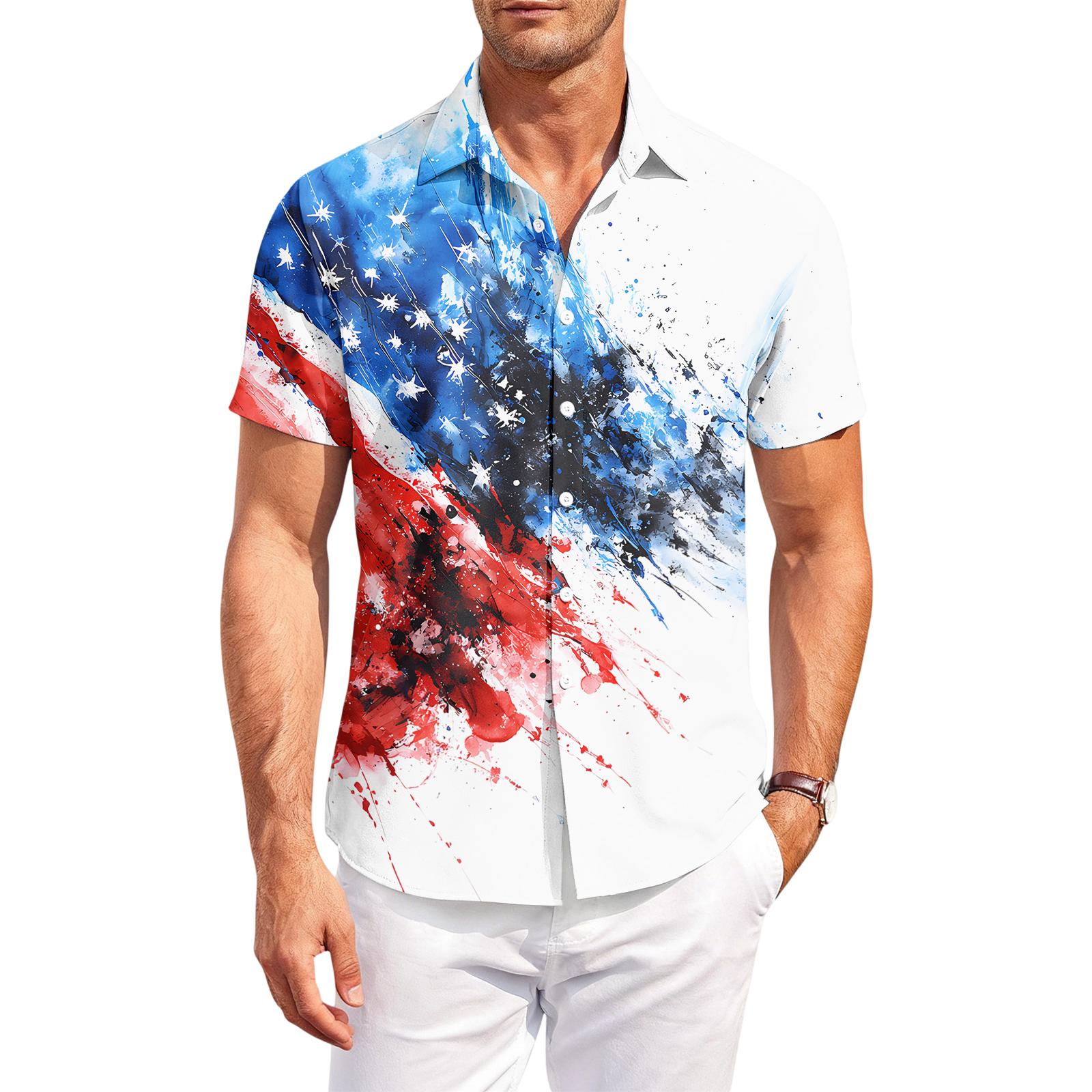 

Men s Casual Short-Sleeve Collared Shirt M білий