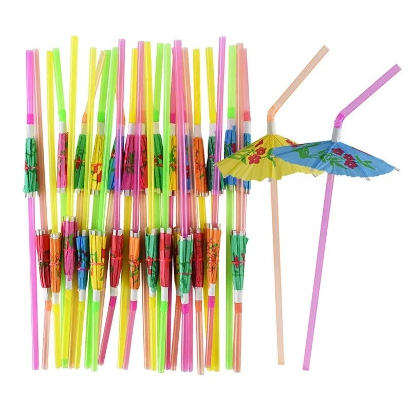 Reusable Flamingo Pineapple Drinking Straws Tropical Party Supplies for Hawaiian Summer Pool Beach Decorations & Wedding Themes