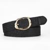 Women's Elastic Woven Straw Belt with Egg Shape Alloy Buckle - Retro Casual Design