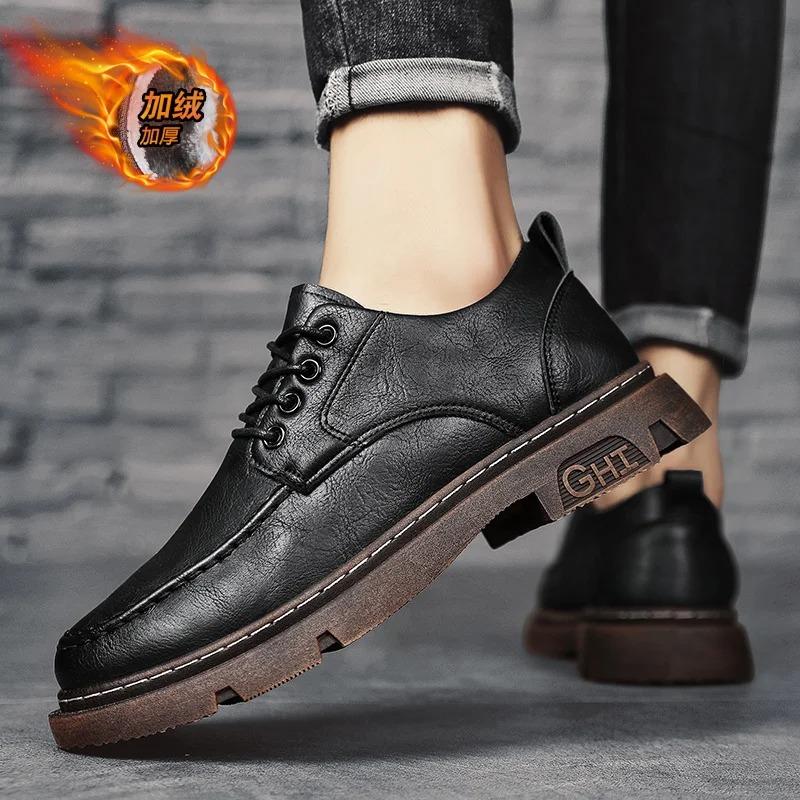 Fashion Mens Shoes Fur Warm Autumn Winter Sneakers Casual Leather Outdoor Sport Platform Walking Designer Luxury Tennis Work Loafers