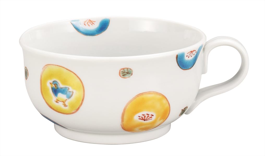 Kutani Ware Iwataya Soup Cup with Round Polka Dots, K9-450