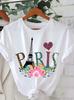 Unisexs Paris Eiffel Tower Graphic Tee Leopard Floral Letter Print Crew Neck Short Sleeve Casual Daily TShirt