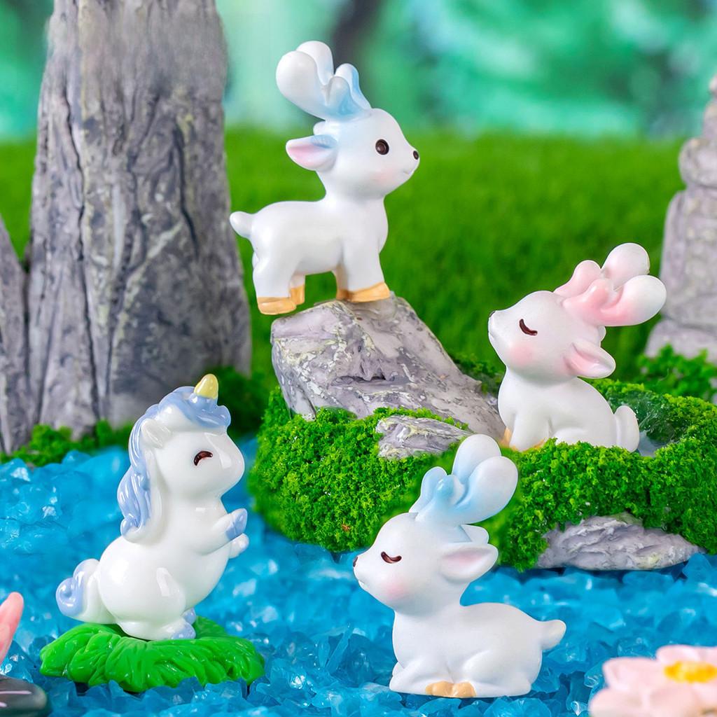 Creative Resin Animal Figurine Set Miniature Sleeping Deer Desk Decor Blind Box Surprise