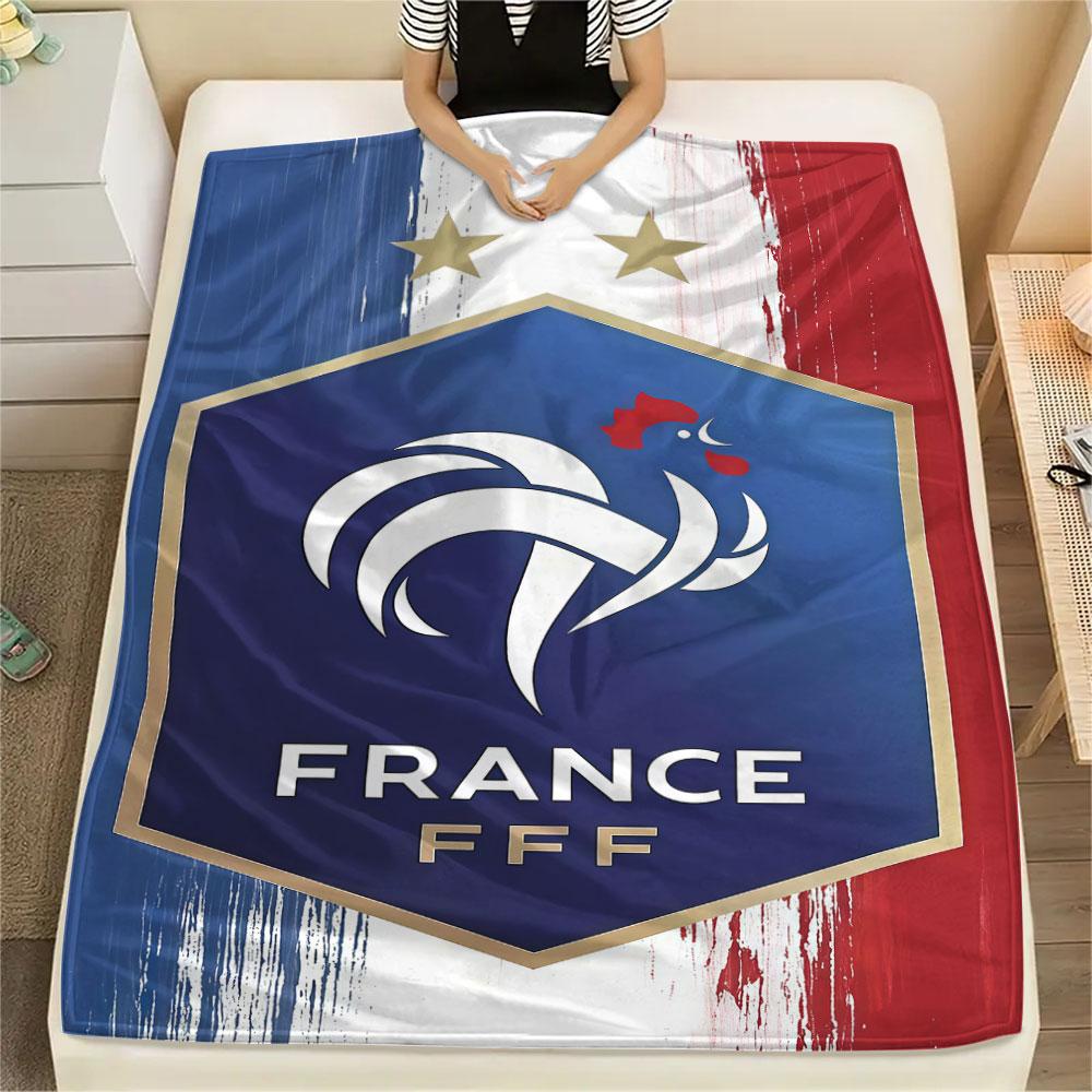 1PC France National Football Team Patterned Flannel Blanket Suitable For All Seasons for Home Decor Warmth and Comfort Gifts Holiday Present