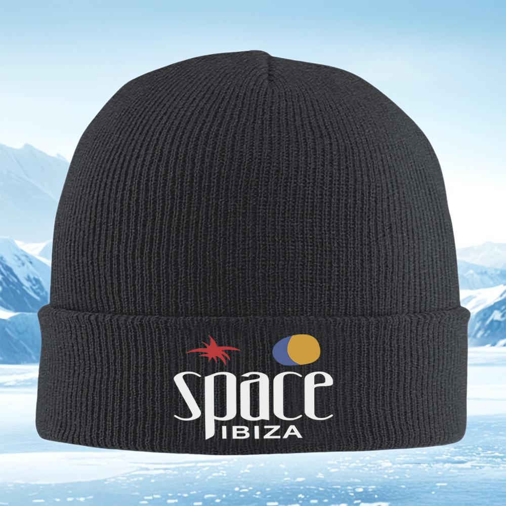 SpaceIbizia words and abstract icons Men Women Unisex Knitted Hat Beanie Pullover Cap Winter Thermal Warm Christmas Outdoor Cyc