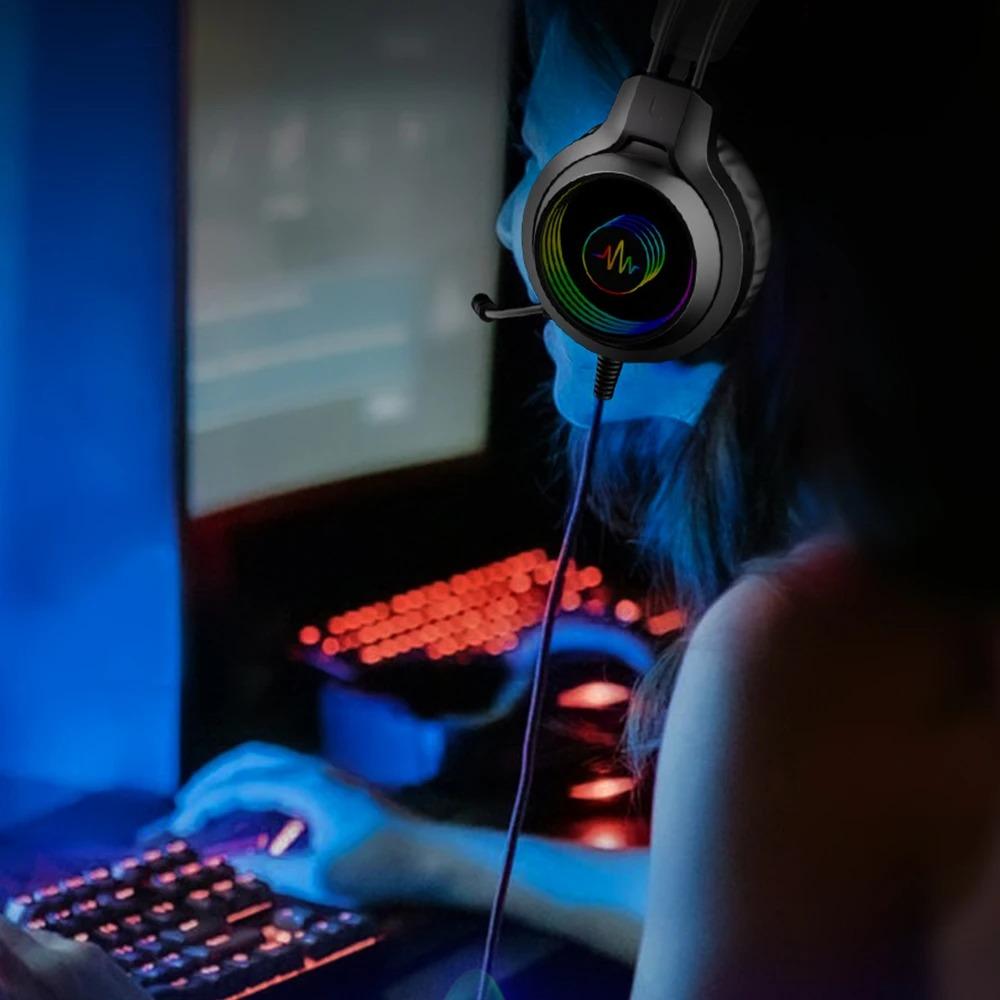 SY-G40 3,5 mm USB-kabelanslutet styrt headset Dragon Eyes Luminous Gaming Söta kattöron Huvudmonterade datorhörlurar med mikrofon För PC Bärbar dator
