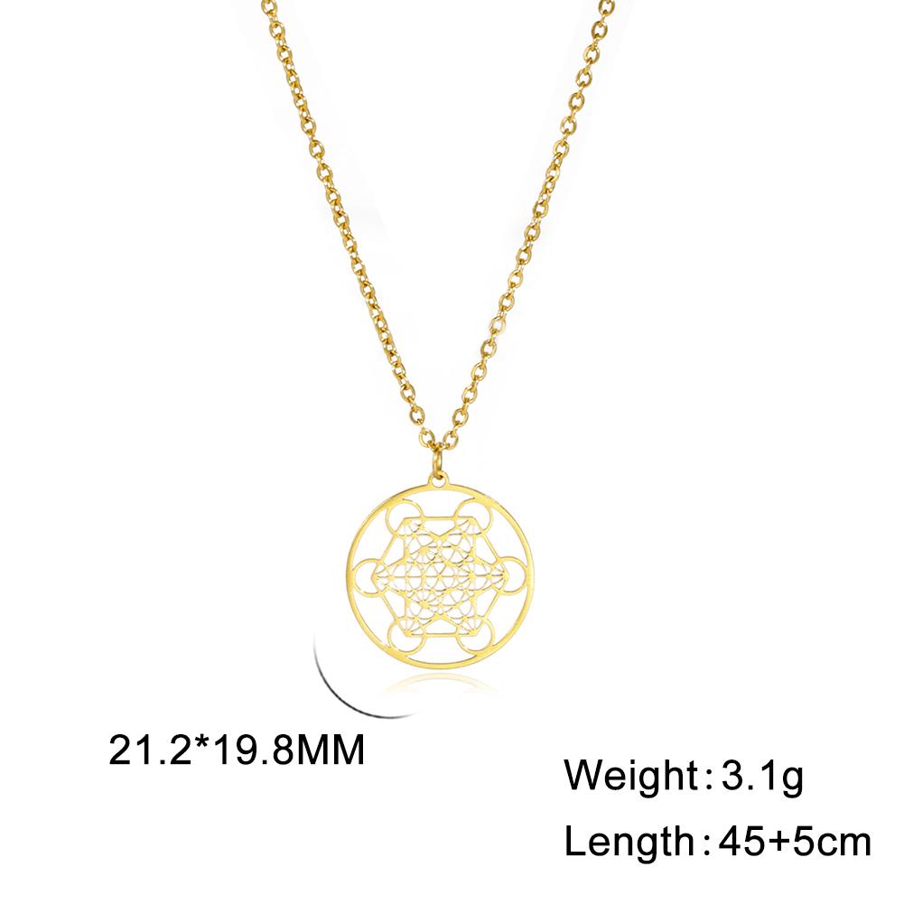 LIKGREAT Angel Seal Archangel Metatron Cube Double Layer Necklace Stainless Steel Sacred Geometry Pendant Amulet Jewelry Gift