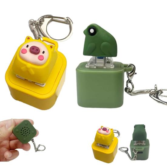2Pcs Pig Keyboard Fidget Toy with Sound Light Stress Anxiety Relief Rechargeable Frog Keyboard Clicker Keychain Decompression Button Sensory Toy