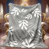 1pc 2D Tropical Plant Leaf Theme Pattern Flannel Blanket, Soft HD Digital Print, Cooling Blanket All-Season Use! Soft And Breathable 100% Polyester Fi