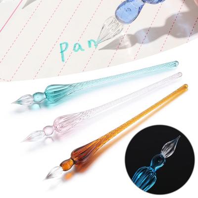 1PC Handmade Dipping Calligraphy Signature Fountain Pen Filling Ink Painting Supplies Glass Dip Pen