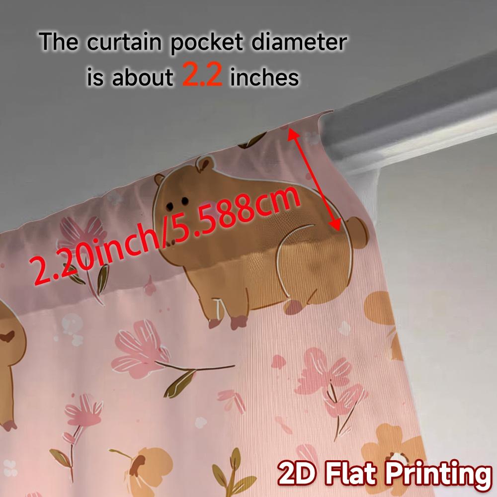 2pcs,Curtains Capybara Floral Bliss Popular Curtains&Drapes Versatile 100% Polyester Curtains Holiday Use for digital printing