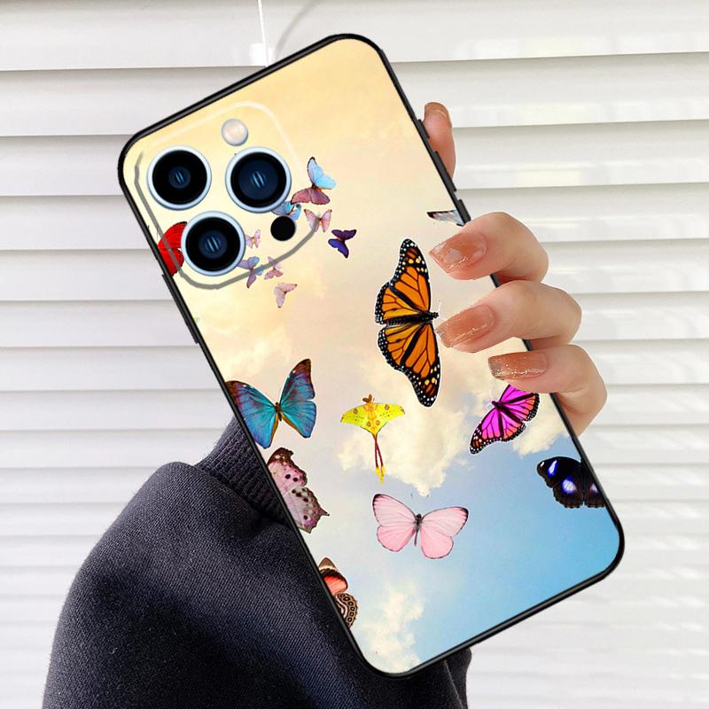 Butterfly Phone Case For iPhone 17 16 15 13 11 12 14 Pro Max mini 15 16 Plus 16e 17 Air Cover Fundas