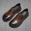 Spring New Leather Breathable Foot Leather Shoes Men's Versatile Casual Fashion Lazy One Pedal Platform Casual Shoes