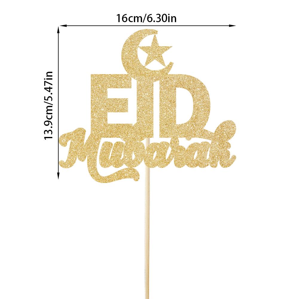 Eid Mubarak Cake Toppers Glitter Golden Ramadan Kareem Cupcake Decoration Eid AL Adha Gifts Muslim Islamic party cake decoration