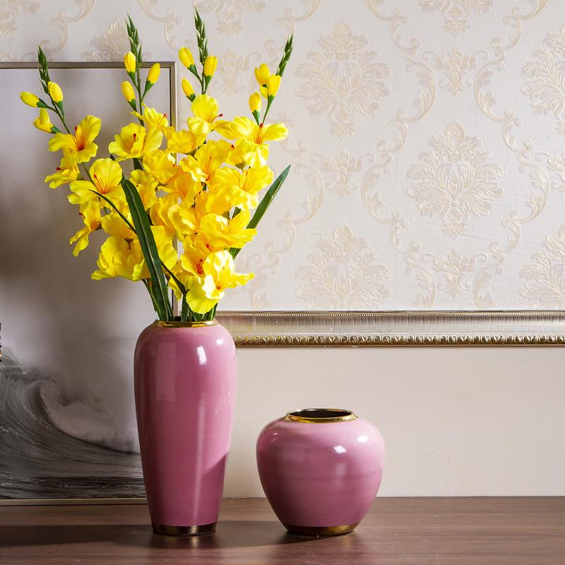 Europäische Rosa Vase Ornament für Trockenblumen - Kleine Frische Kreative Haus- und Esstischdekoration