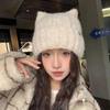 Y2k Cat Ears Hat Windproof Women Beanie Hats Cute Knitted Pullover Hat  Girls