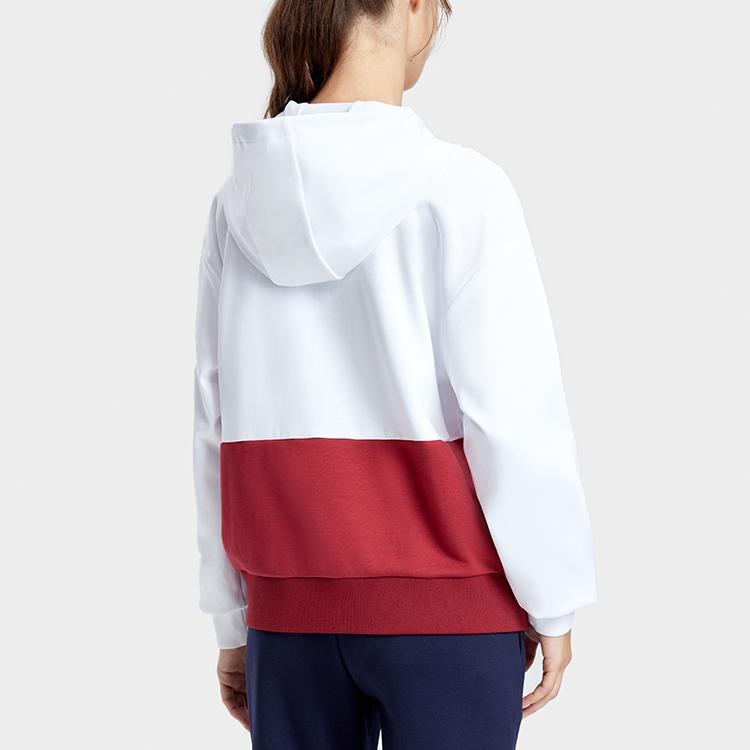 Fila 2023 Autumn New Color Block Knitted Hoodie Fashion Casual Loose Knit Top Women Tops Standard-White A11W333206F-WT
