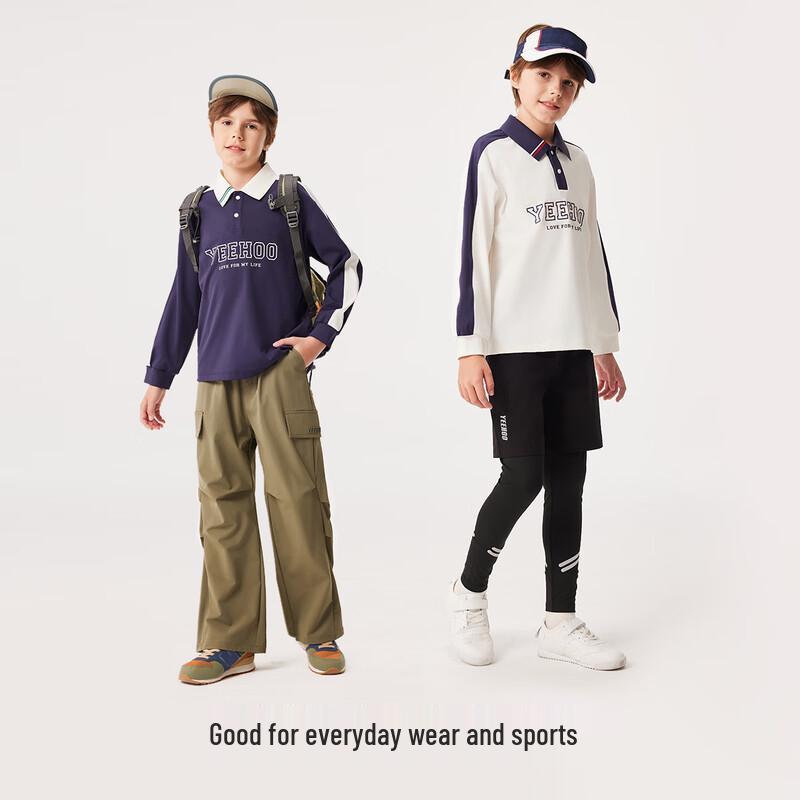 YEEHOO Boys' Quick-Dry Anti-Bacterial Long Sleeve Polo T-Shirt