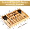 Umilife Bamboo Kitchen Utensils Organizer, Extra Long High Silverware Drawer Holder, Flatware Cutlery Storage Box, Multi-Use Drawer Divider in