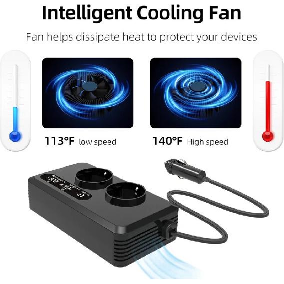 200W Car Inverter DC 12V To AC 220V 230V Transformer Convert Type-C USB Fast Charging EU Socket Car Inverter Power Adapter